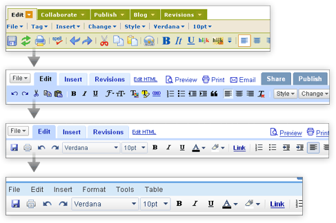 Historia zmiany paska menu w Google Docs